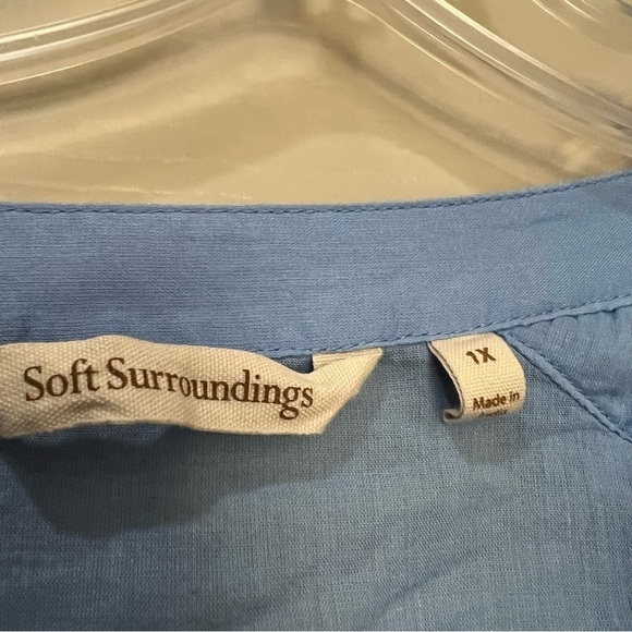 Soft Surroundings 1X Periwinkle Trianon Flowy Peasant Blouse Y6 - Picture 7 of 8